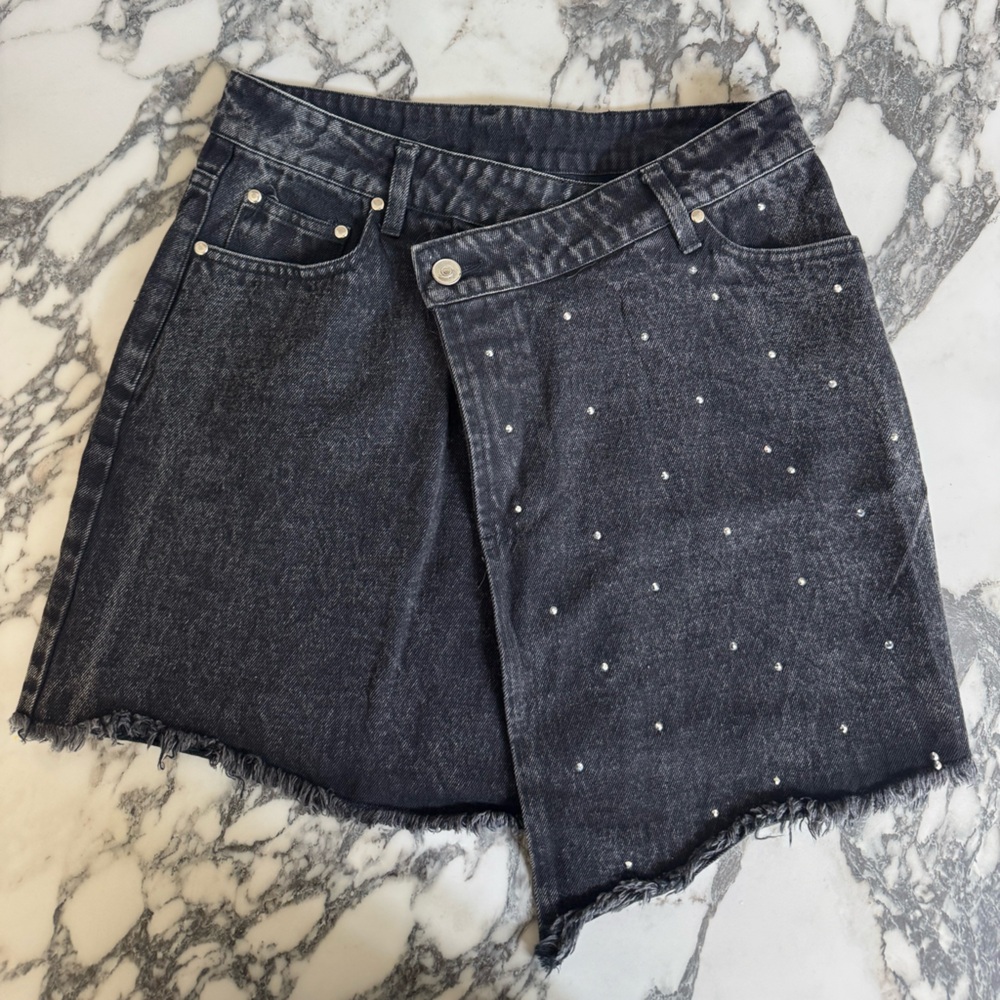 Women’s Black Embellished Denim Skirt